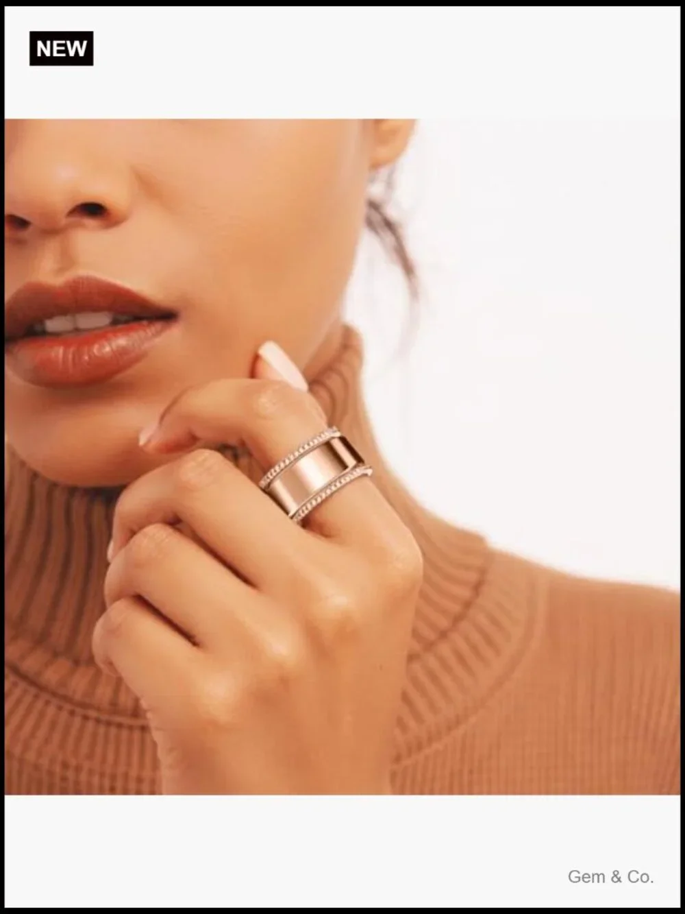 2 Stacking Rings 14K Gold Plated Cubic Zirconia for Oura Ring Accessories Size 8